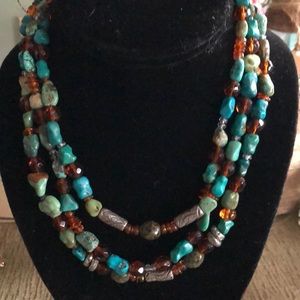 Vintage Multicolored Turquoise Sterling Necklace